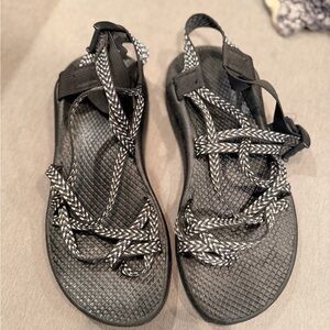 Chaco Black and White Braided Sandals